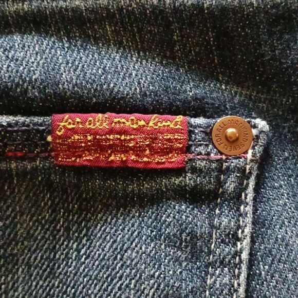 7 for All Mankind Cropped Kick Denim Blue Jean - Picture 6 of 8